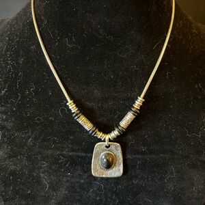 Lia Sophia Sterling Silver plated necklace w/ black accent